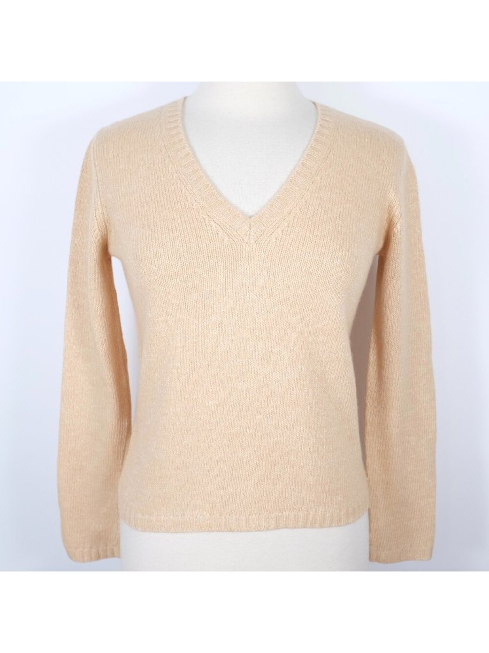Loro Piana  cashmere silk sweater taupe beige 42 US 6 V neck